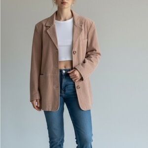 Vintage y2k Monterrey Bay dusty pink button up suede leather Blazer jacket Fall